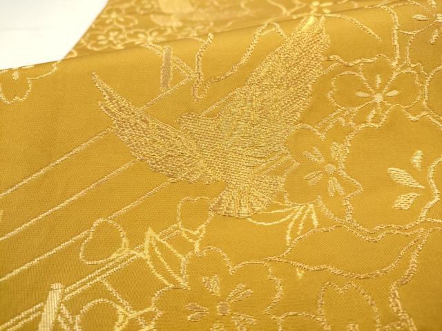 平和屋着物●染色作家　斉藤三才　六通柄袋帯　花鳥文　金糸　正絹　逸品　AABM4705pf