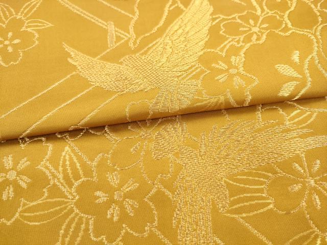 平和屋着物●染色作家　斉藤三才　六通柄袋帯　花鳥文　金糸　正絹　逸品　AABM4705pf