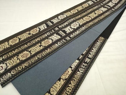 平和屋着物●六通柄袋帯　草花間道　正絹　逸品　AABM4712pf