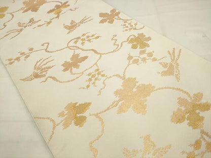 平和屋着物●全通柄　本袋帯　花鳥文　金糸　正絹　逸品　AABM4717pf