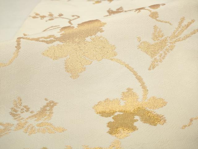 平和屋着物●全通柄　本袋帯　花鳥文　金糸　正絹　逸品　AABM4717pf