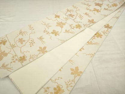 平和屋着物●全通柄　本袋帯　花鳥文　金糸　正絹　逸品　AABM4717pf