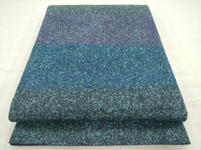 平和屋着物●全通柄袋帯　紬地　横段霞文　正絹　逸品　AABM4719pf