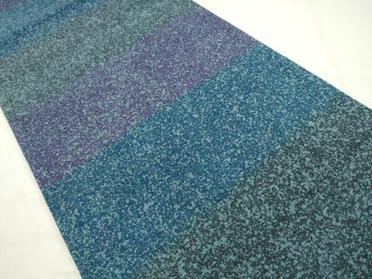 平和屋着物●全通柄袋帯　紬地　横段霞文　正絹　逸品　AABM4719pf
