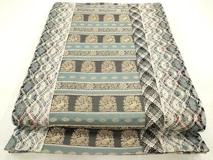 平和屋着物●両面全通柄袋帯　リボン織　花兎　金糸　正絹　逸品　AABM4722pf