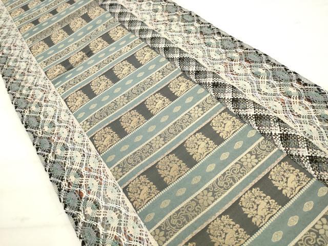 平和屋着物●両面全通柄袋帯　リボン織　花兎　金糸　正絹　逸品　AABM4722pf