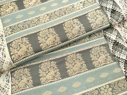 平和屋着物●両面全通柄袋帯　リボン織　花兎　金糸　正絹　逸品　AABM4722pf