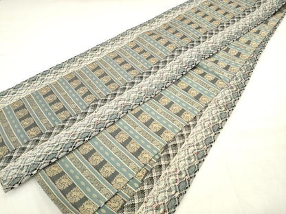 平和屋着物●両面全通柄袋帯　リボン織　花兎　金糸　正絹　逸品　AABM4722pf