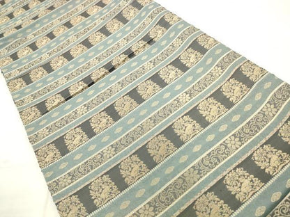平和屋着物●両面全通柄袋帯　リボン織　花兎　金糸　正絹　逸品　AABM4722pf