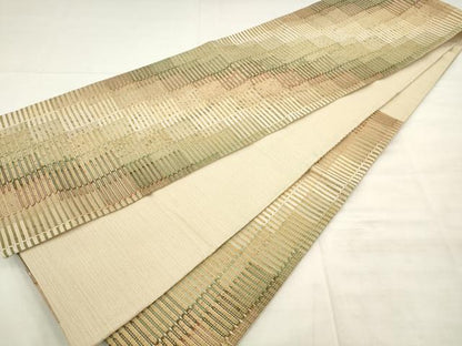 平和屋着物●六通柄袋帯　幾何学文様　金糸　正絹　逸品　AABM4725pf