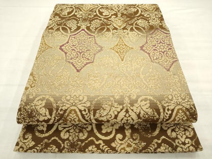 平和屋着物●六通柄袋帯　葡萄蔦の葉文　金糸　正絹　逸品　AABM4727pf