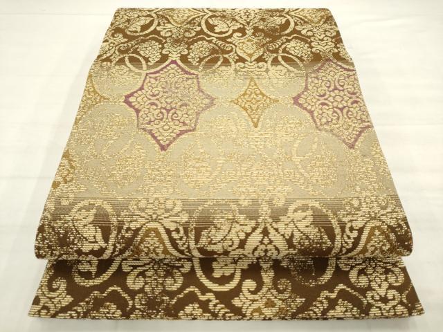 平和屋着物●六通柄袋帯　葡萄蔦の葉文　金糸　正絹　逸品　AABM4727pf