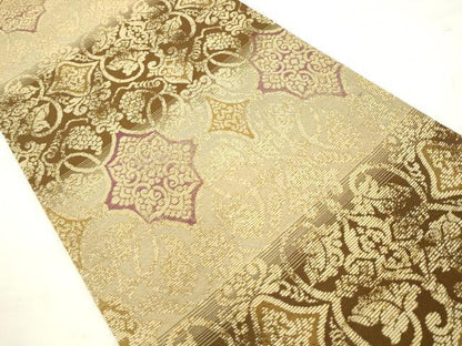 平和屋着物●六通柄袋帯　葡萄蔦の葉文　金糸　正絹　逸品　AABM4727pf