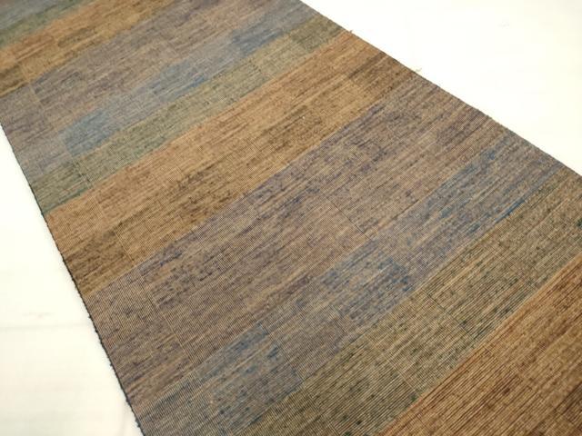 平和屋着物●ファッションデザイナー　HIROKO KOSHINO　コシノヒロコ　全通柄袋帯　紬地　格子　金糸　正絹　逸品　AABM4732pf