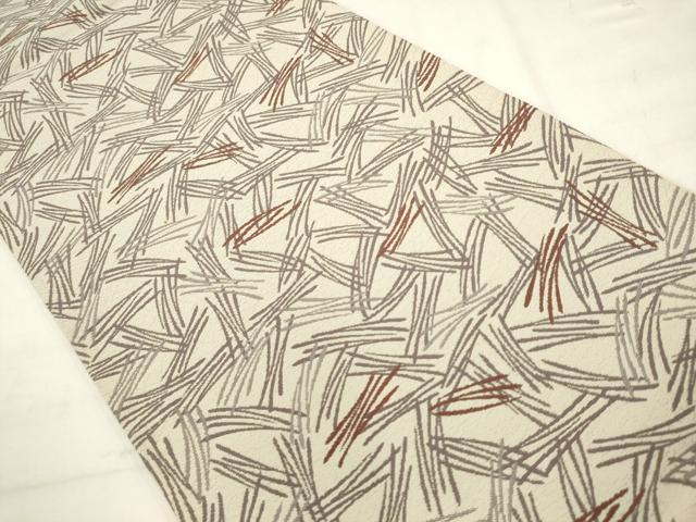 平和屋着物●六通柄袋帯　抽象文様　正絹　逸品　AABM4735pf