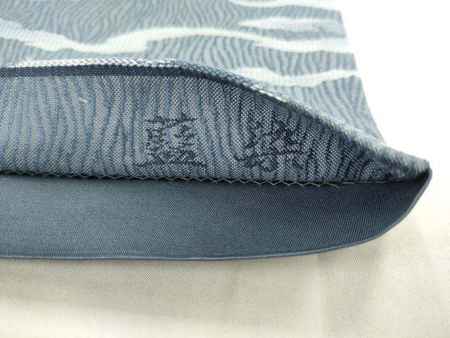 平和屋着物●六通柄袋帯　藍染　友禅墨流し　正絹　逸品　AABM4745pf