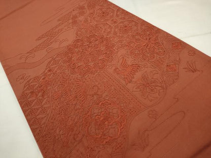 平和屋着物●中国三大刺繍　スワトウ刺繍　汕頭刺繍　総刺繍　太鼓柄袋帯　紬地　鳳凰花文　正絹　逸品　AABM4747pf