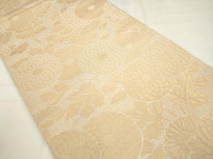 平和屋着物●織物一筋名門　織悦　全通柄　本袋帯　草花文　金糸　正絹　逸品　AABM4751pf