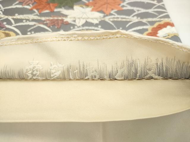平和屋着物●六通柄袋帯　唐織錦　露芝におしどり文　金糸　正絹　逸品　AABM4753pf