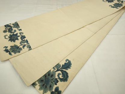 平和屋着物●太鼓柄袋帯　紬地　更紗花文　金彩　正絹　逸品　AABM4755pf