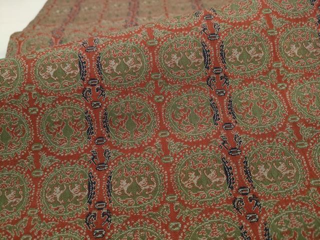 平和屋着物●全通柄九寸開き名古屋帯　円文白虎朱雀錦　正絹　逸品　AABM4777pf