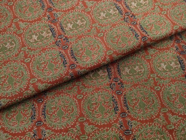 平和屋着物●全通柄九寸開き名古屋帯　円文白虎朱雀錦　正絹　逸品　AABM4777pf