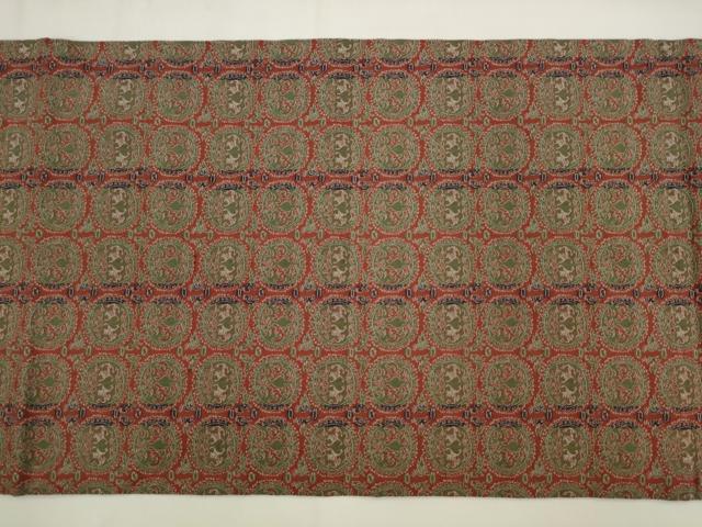 平和屋着物●全通柄九寸開き名古屋帯　円文白虎朱雀錦　正絹　逸品　AABM4777pf