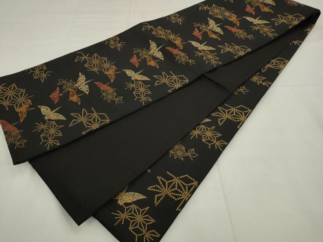 平和屋着物●全通柄京袋帯　折鶴　黒地　AABM4780pf