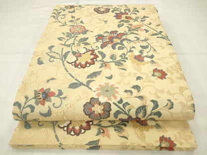 平和屋着物●六通柄袋帯　唐織　みやこ綴　更紗花文　金糸　正絹　逸品　AABM4786pf