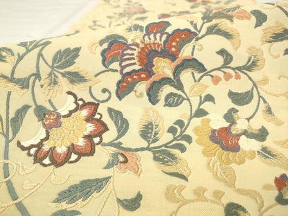平和屋着物●六通柄袋帯　唐織　みやこ綴　更紗花文　金糸　正絹　逸品　AABM4786pf