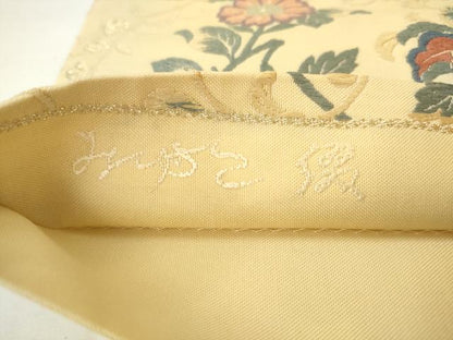 平和屋着物●六通柄袋帯　唐織　みやこ綴　更紗花文　金糸　正絹　逸品　AABM4786pf