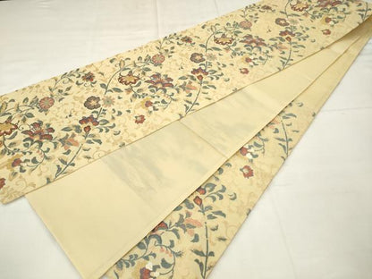 平和屋着物●六通柄袋帯　唐織　みやこ綴　更紗花文　金糸　正絹　逸品　AABM4786pf