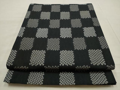 平和屋着物●六通柄京袋帯　市松文様　黒地　AABM4800pf