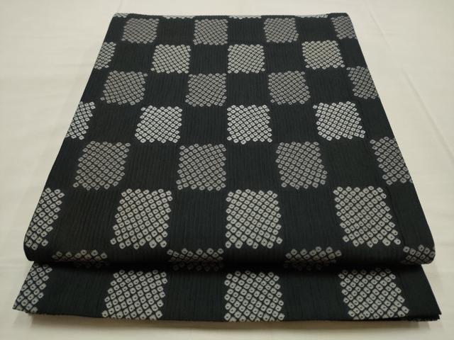 平和屋着物●六通柄京袋帯　市松文様　黒地　AABM4800pf