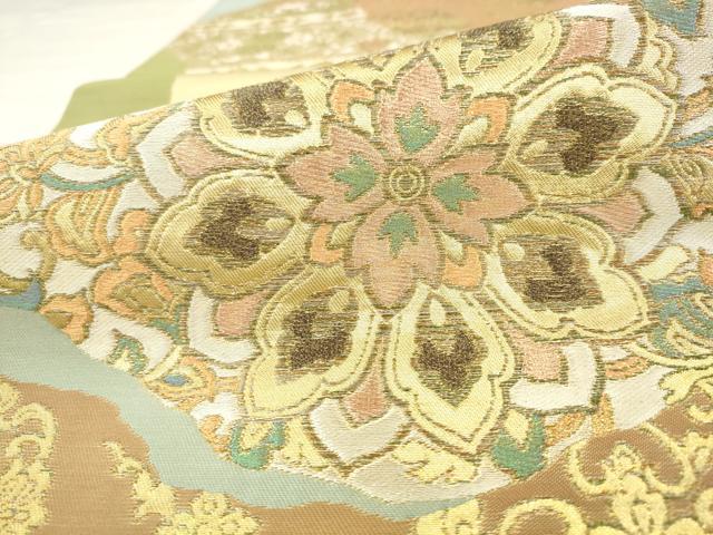 平和屋着物●西陣　川島織物　六通柄　本袋帯　飾花文　金糸　正絹　逸品　AABM4813pf