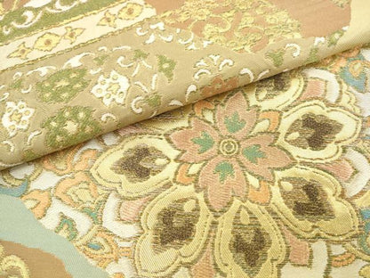 平和屋着物●西陣　川島織物　六通柄　本袋帯　飾花文　金糸　正絹　逸品　AABM4813pf