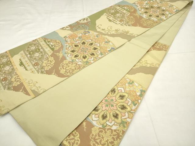 平和屋着物●西陣　川島織物　六通柄　本袋帯　飾花文　金糸　正絹　逸品　AABM4813pf