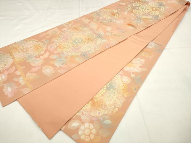 平和屋着物●西陣　川島織物　六通柄　本袋帯　草花丸文　金銀糸　正絹　逸品　AABM4814pf