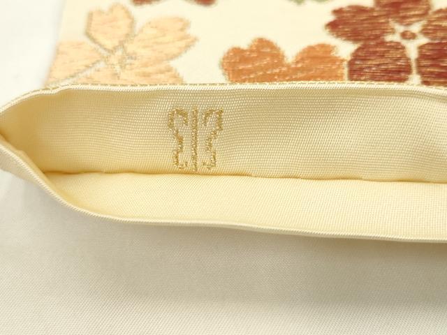平和屋着物●西陣　川島織物　六通柄　本袋帯　流水草花文　金糸　正絹　逸品　AABM4815pf