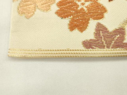 平和屋着物●西陣　川島織物　六通柄　本袋帯　流水草花文　金糸　正絹　逸品　AABM4815pf