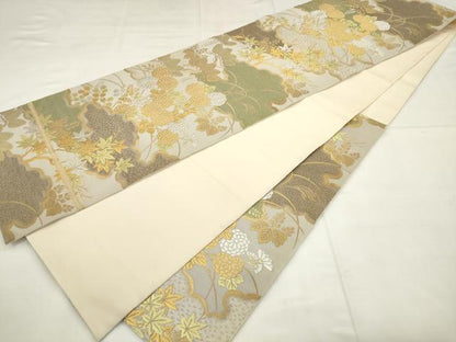 平和屋着物●西陣　川島織物　六通柄　本袋帯　雲取り草花文　金銀糸　正絹　逸品　AABM4816pf
