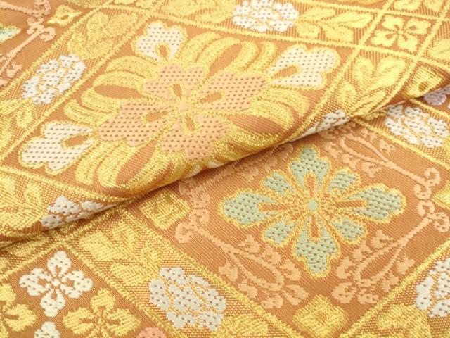平和屋着物●西陣　川島織物　六通柄　本袋帯　花菱文　金糸　正絹　逸品　AABM4818pf