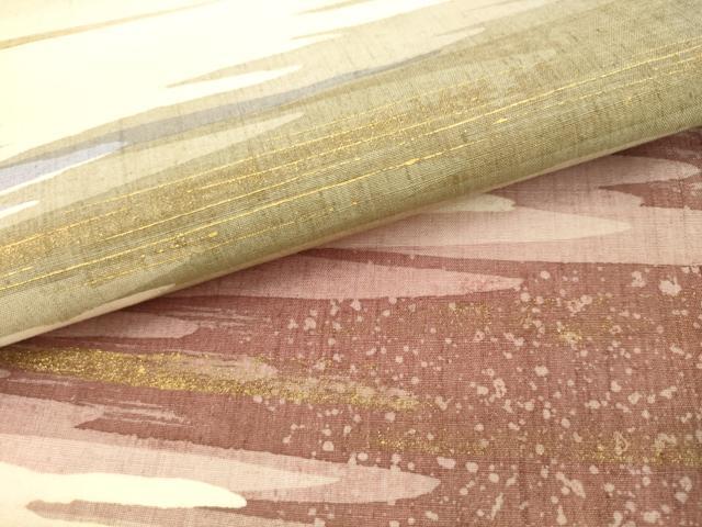 平和屋着物●太鼓柄袋帯　作家物　紬地　霞文　金彩　正絹　逸品　AABM4821pf