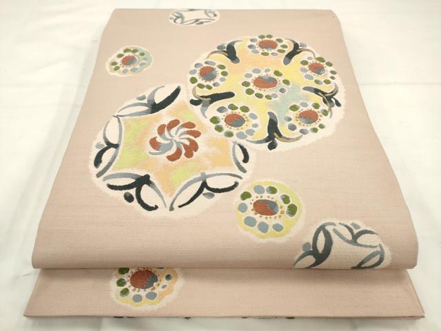 平和屋着物●西陣　川島織物　六通柄　本袋帯　紬地　飾花文　金糸　正絹　逸品　AABM4828pf
