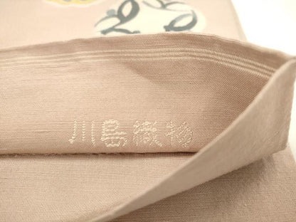 平和屋着物●西陣　川島織物　六通柄　本袋帯　紬地　飾花文　金糸　正絹　逸品　AABM4828pf