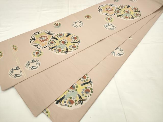 平和屋着物●西陣　川島織物　六通柄　本袋帯　紬地　飾花文　金糸　正絹　逸品　AABM4828pf