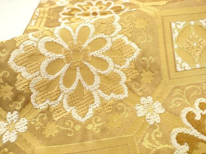 平和屋着物●西陣　川島織物　六通柄　本袋帯　蜀江花文　金糸　正絹　逸品　AABM4829pf
