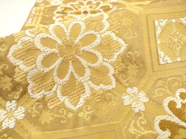 平和屋着物●西陣　川島織物　六通柄　本袋帯　蜀江花文　金糸　正絹　逸品　AABM4829pf