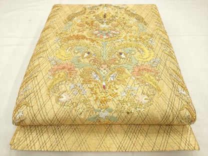 平和屋着物●太鼓柄袋帯　飾花文　金銀糸　正絹　逸品　AABM4830pf