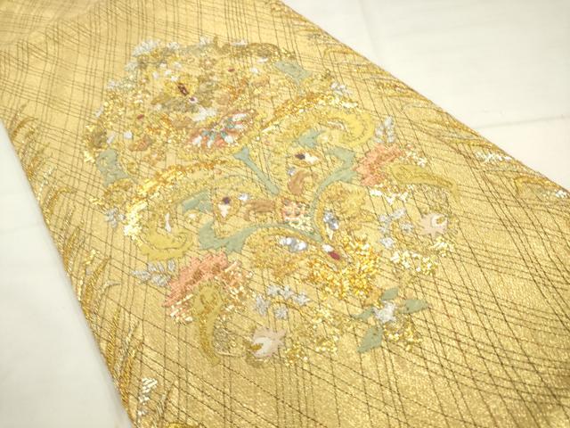 平和屋着物●太鼓柄袋帯　飾花文　金銀糸　正絹　逸品　AABM4830pf